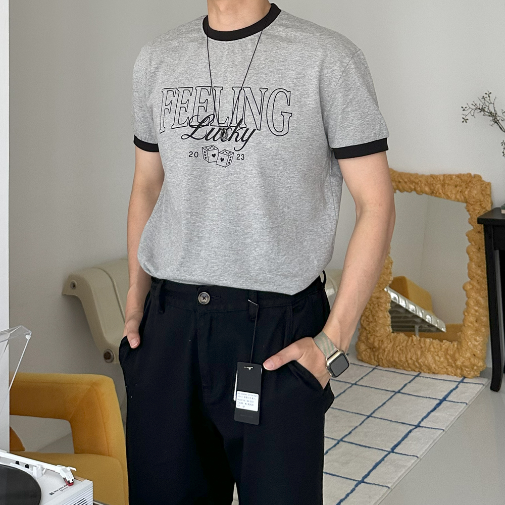 남자 반팔티 레터링 나염 여름 링거티 머슬핏 반팔 - 상세 이미지 3