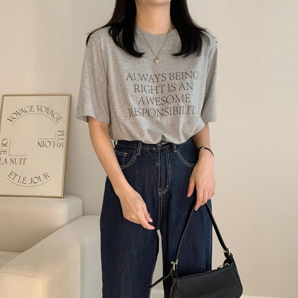 캐주얼 오버핏 빌러 레터링 티셔츠 여름 여성 티셔츠 면 박스티 여자 반팔티 - 상세 이미지 4