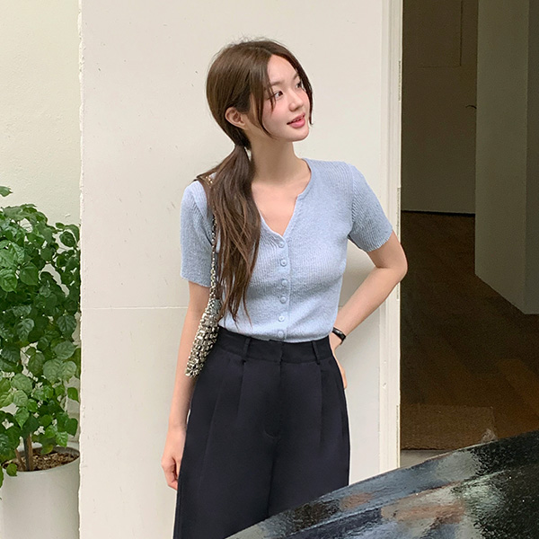 라르떼 트임 반팔 니트 가디건 cd3429