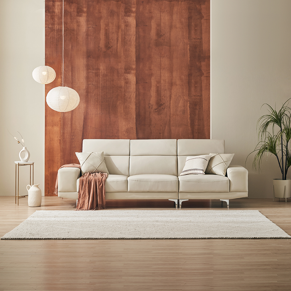 바스포르 소노아 4인 비건 실리콘 가죽소파 (스툴 포함)