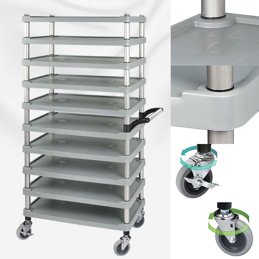 플라스틱 10단 카트 배식 급식 호텔 식당 이동 핸드카