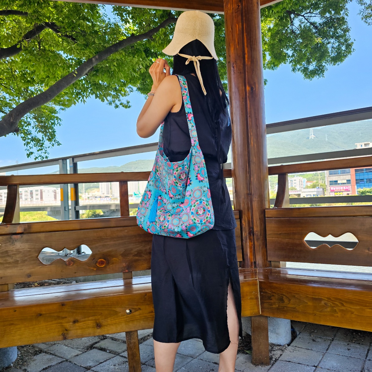 한국전통문양 에코백 안감있는 탄탄한 가방 빅사이즈 - 상세 이미지 2