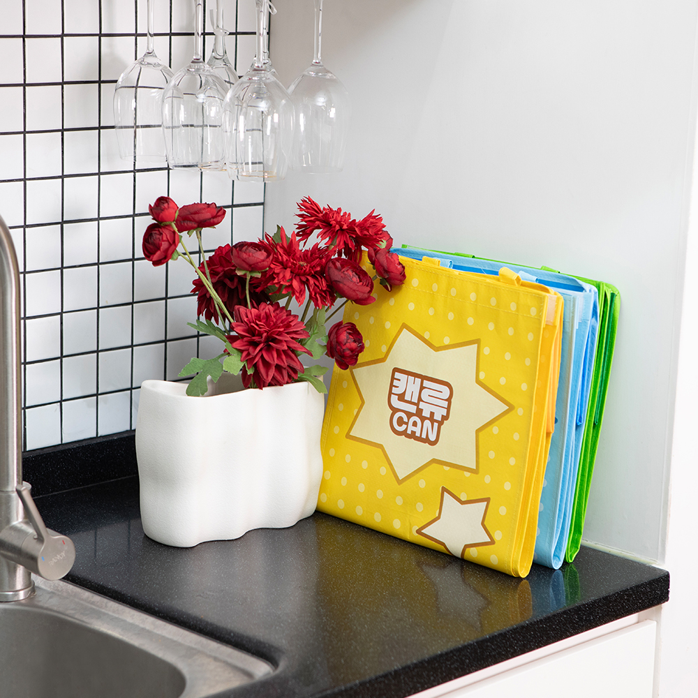 레토 짱구 재활용 분리수거함 가정용 쓰레기통 분리수거통 3단 세트