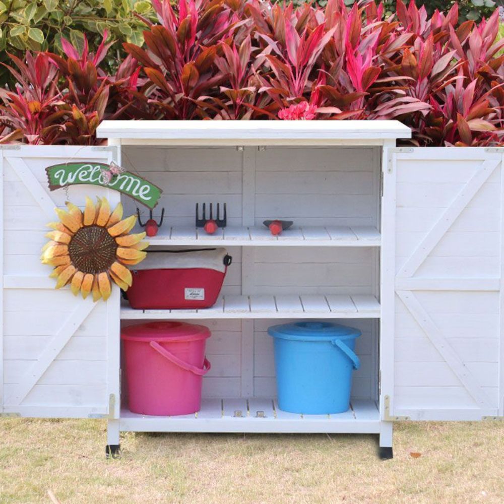 농막 야외창고 마당 텃밭 간이창고 원목 농기구보관함 A 민트색 59x34x100cm 조립식