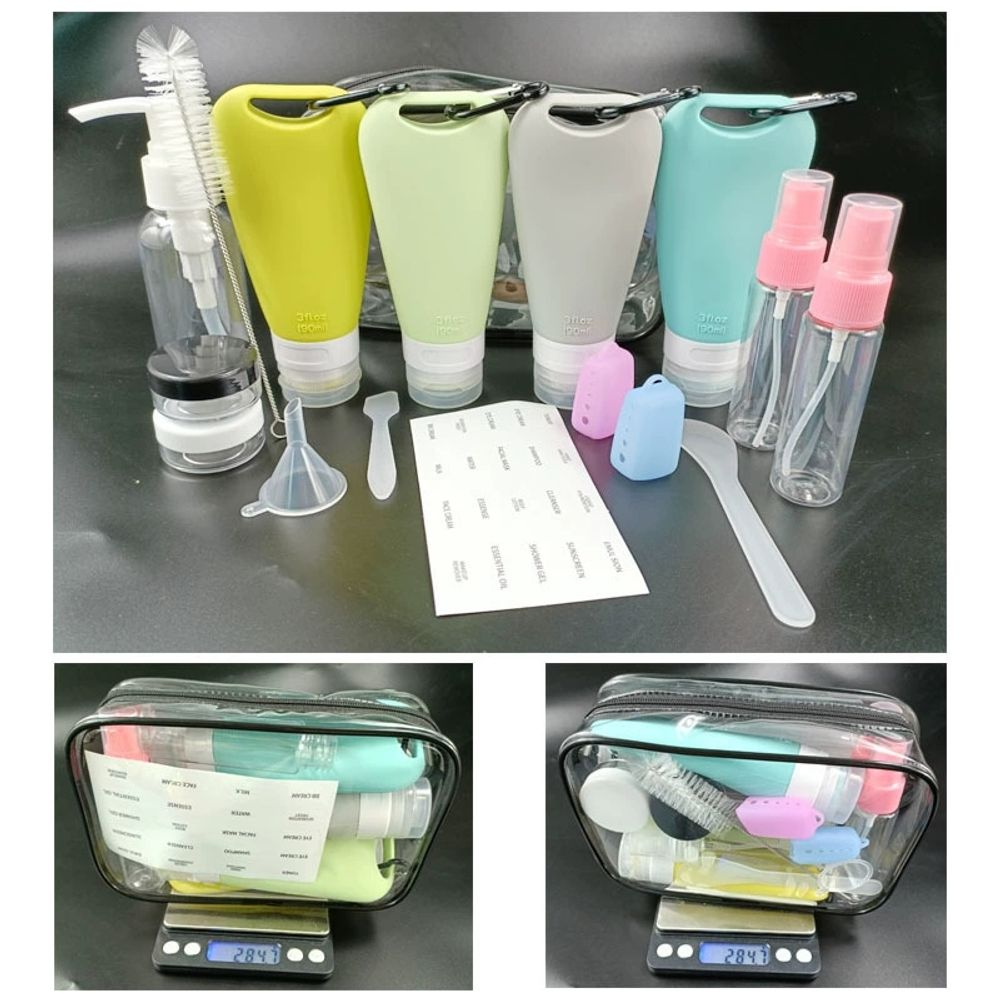 세면도구 여행용샴푸세트 세면 용품 휴대용세안도구 A. 90ml 라이트 그레이 친환경 실리콘 - 상세 이미지 2