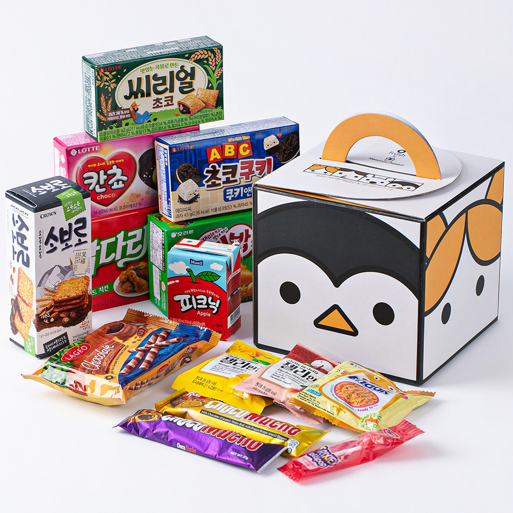 더하모니 귀여운 동물손잡이 종합선물 과자상자 14종 간식꾸러미 과자선물세트 단체행사간식 구디백 - 상품 이미지