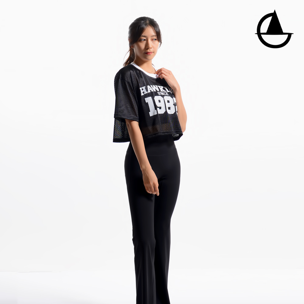 그리니치 요가복 1982 메쉬 크롭티 커버업 레이어드탑 필라테스복 - 상세 이미지 5
