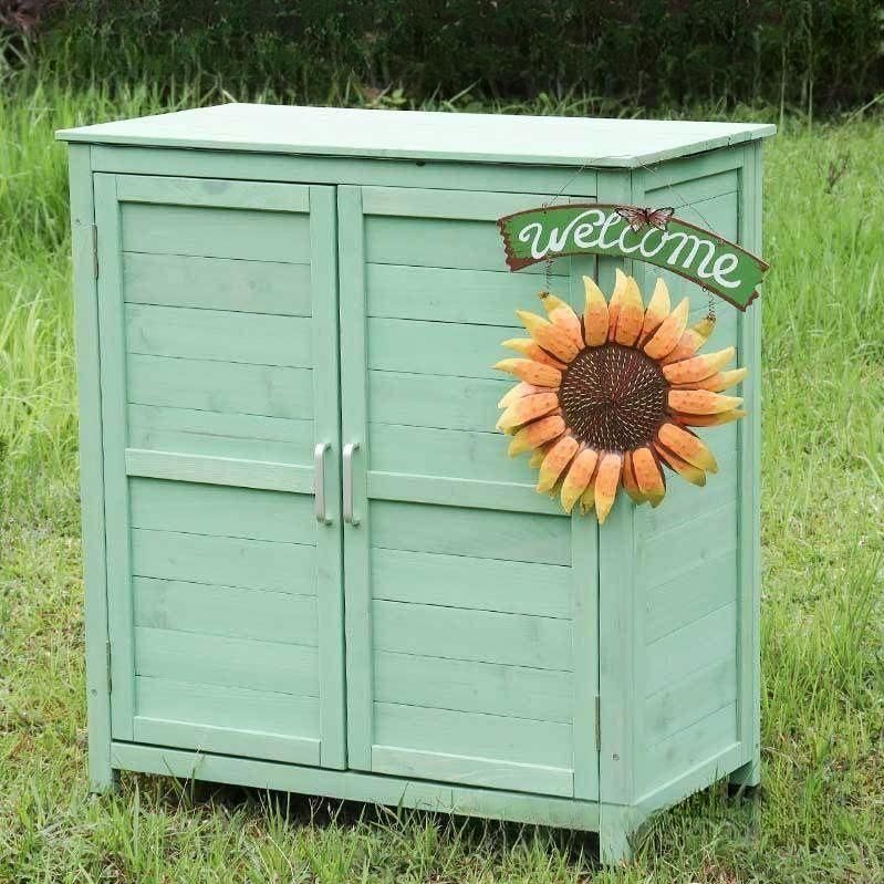 농막 야외창고 마당 텃밭 간이창고 원목 농기구보관함 A 민트색 59x34x100cm 조립식