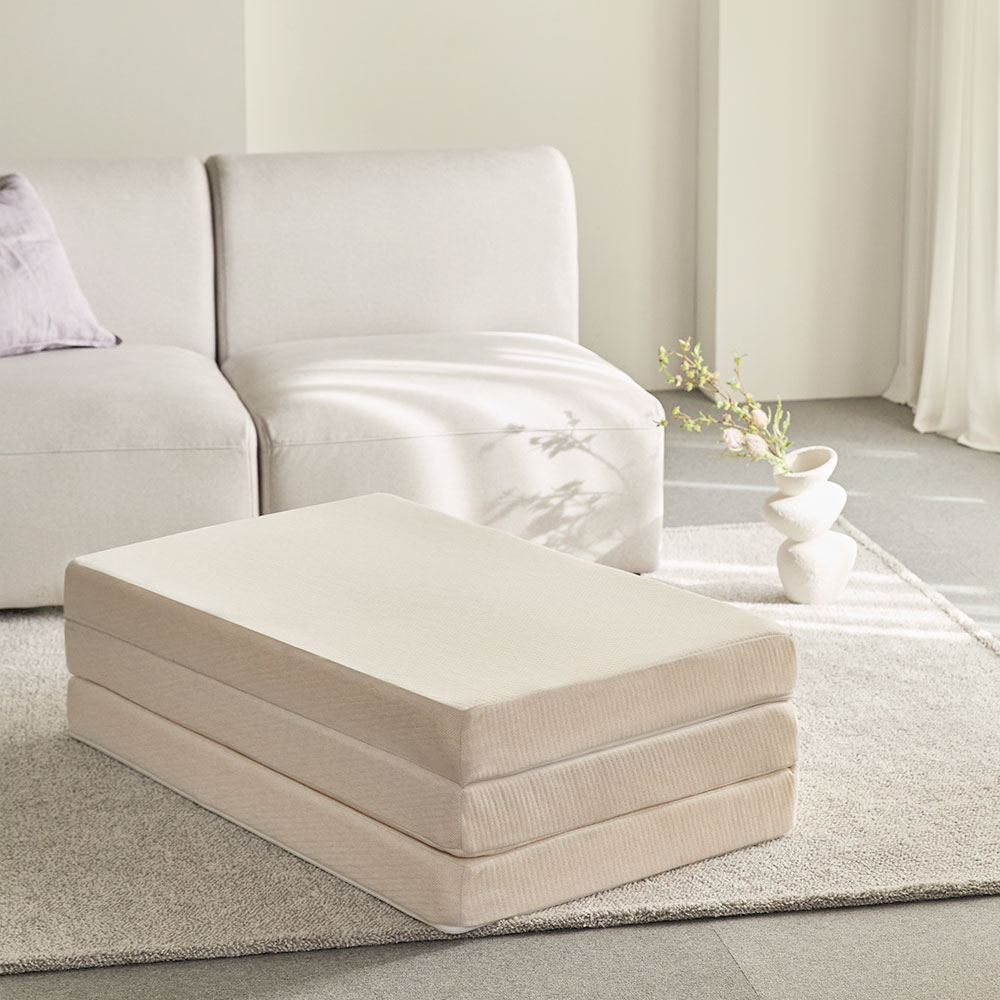 바스포르 머쉬 탄탄한 3단 접이식 토퍼 메모리폼 매트리스 푹신한 수면매트 11cm SS