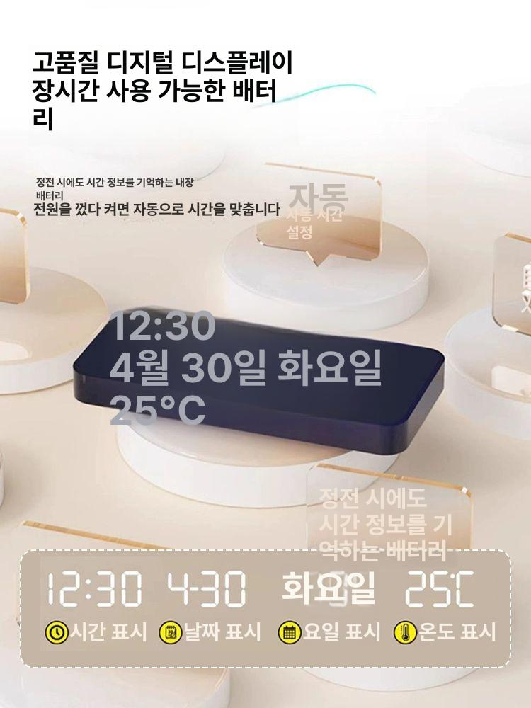 코너벽시계 특이한 LED 조명 거실 모서리 온습도 전자 순백색-아날로그 10인치 - 상세 이미지 5