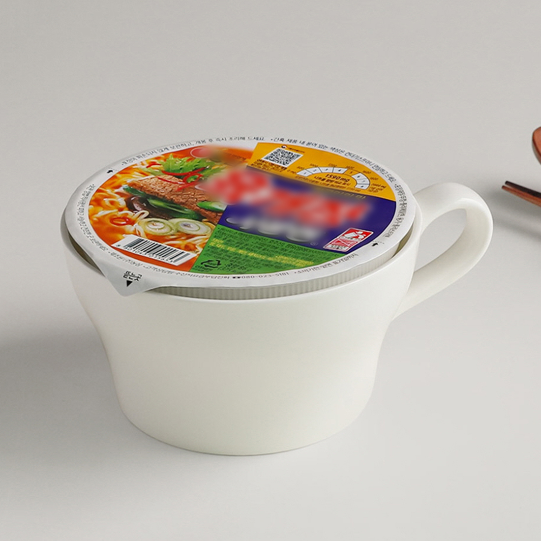 화이트 손잡이 컵라면 그릇 육개장도자기 비빔밥 시리얼 전자레인지 용기 라면기