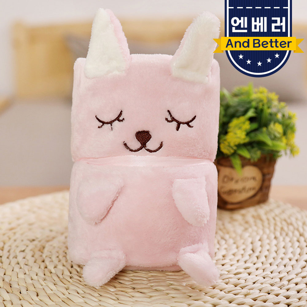 무릎 담요 극세사 비행기 캠핑 차량용 캐릭터 기내용 미니 토끼 동물담요 98x92 - 상세 이미지 3