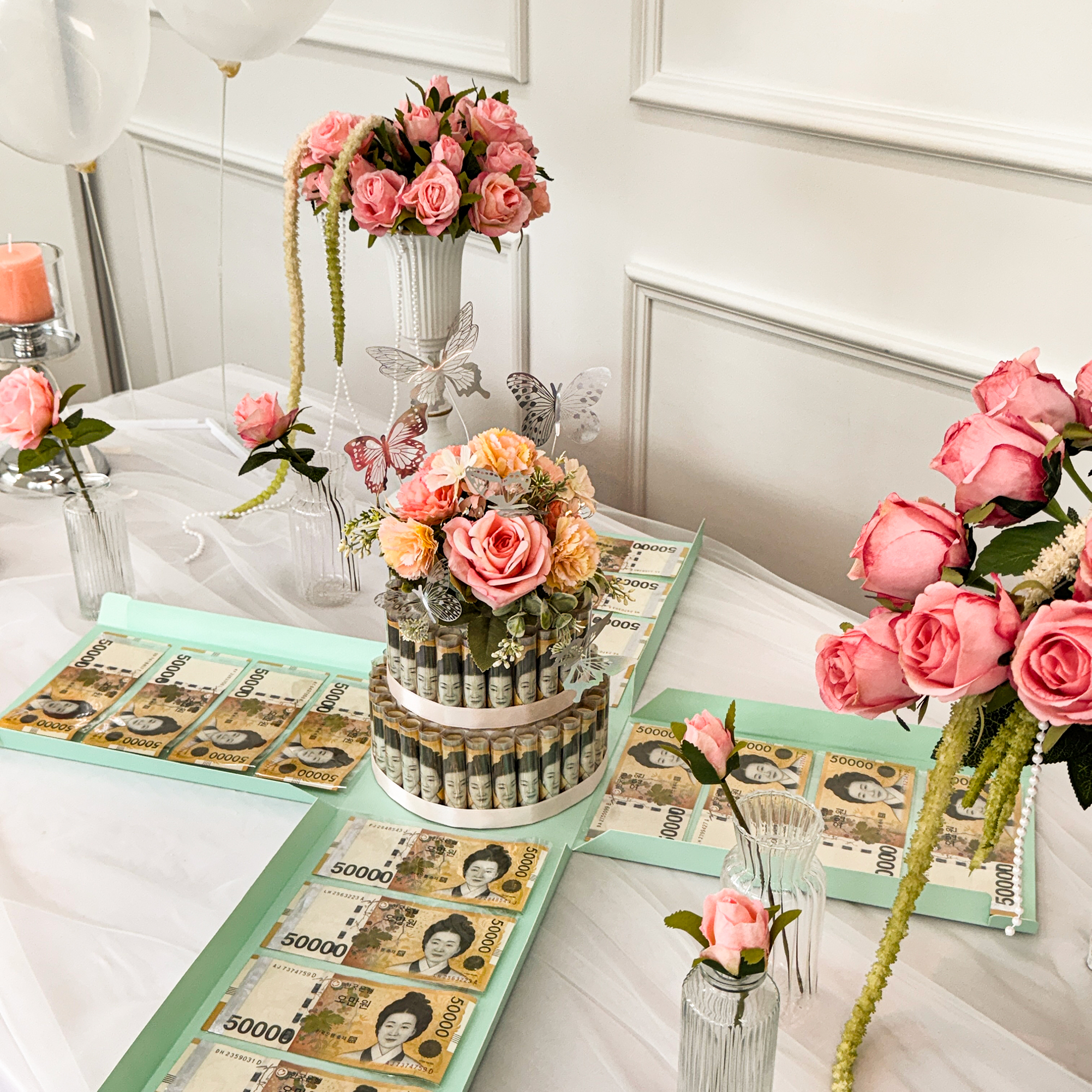 돈케이크 용돈 박스 부모님 이벤트 생신 환갑 팔순 서프라이즈 반전 잔치 어버이날 선물 민트