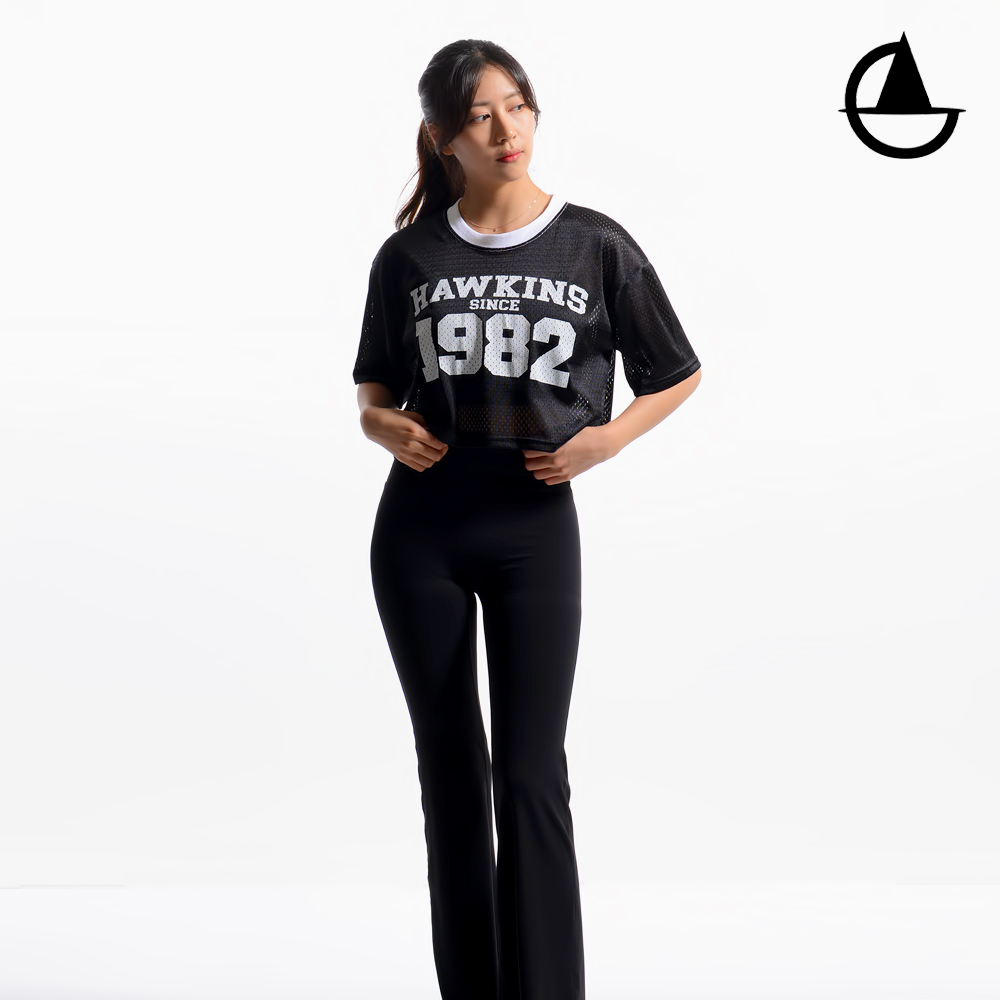그리니치 요가복 1982 메쉬 크롭티 커버업 레이어드탑 필라테스복 - 상세 이미지 4