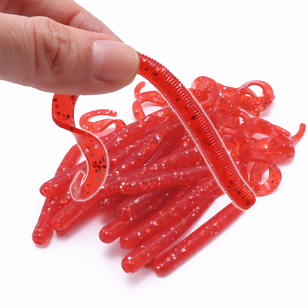 캣츠크로우 컬리 테일 배스웜 C테일 005 레드 실버, 10cm(4인치) - 메인 이미지