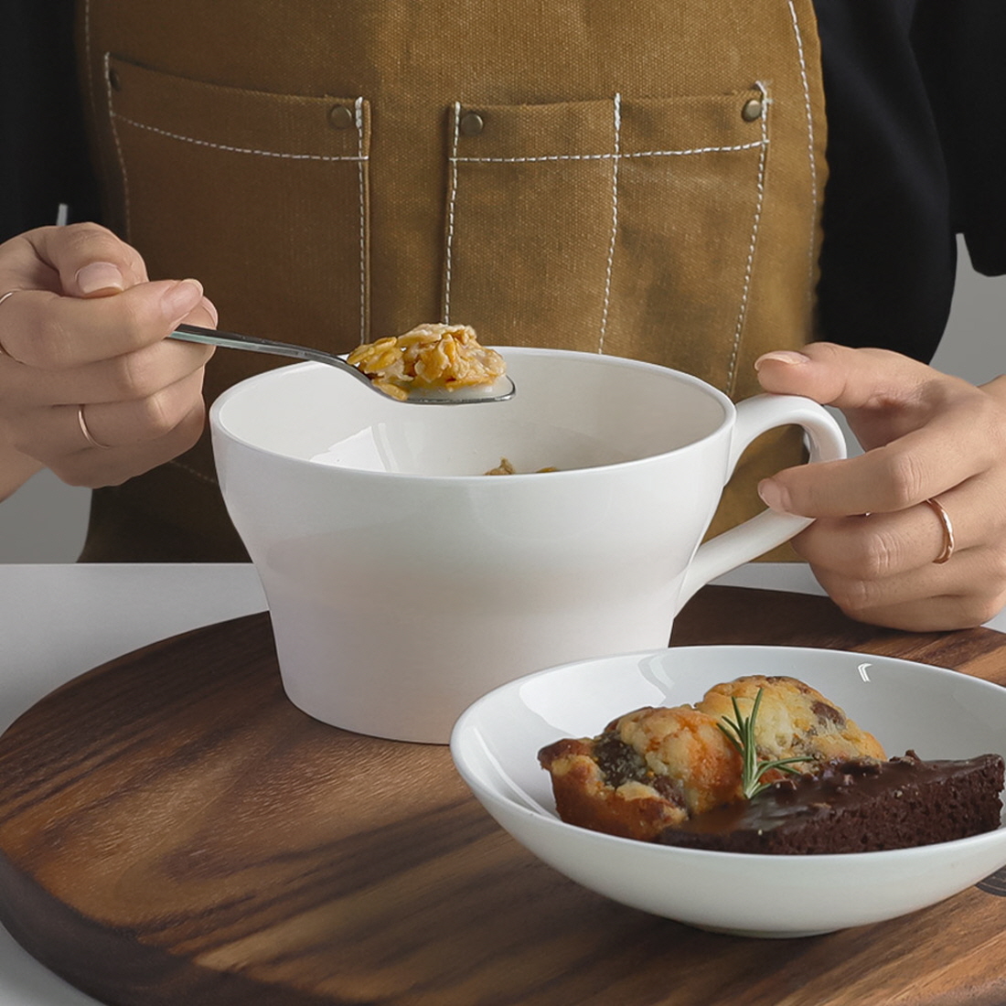 화이트 손잡이 컵라면 그릇 육개장도자기 비빔밥 시리얼 전자레인지 용기 라면기