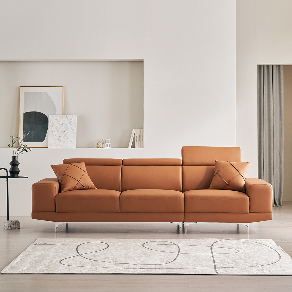 바스포르 소노아 무빙헤드 4인 비건 실리콘 예쁜 가죽소파 (스툴 미포함)