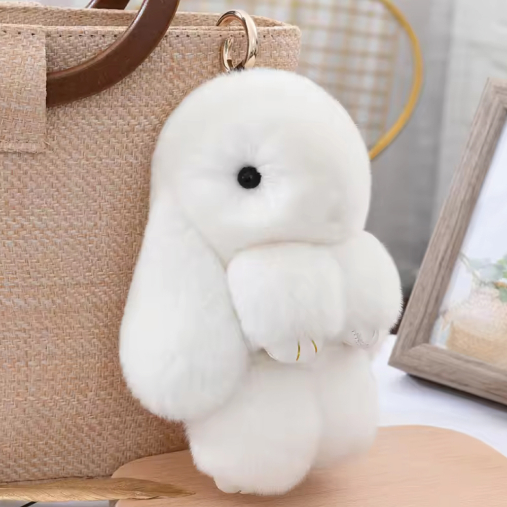 토끼 모피 퍼 인형 키링 가방걸이 15cm - 상세 이미지 2