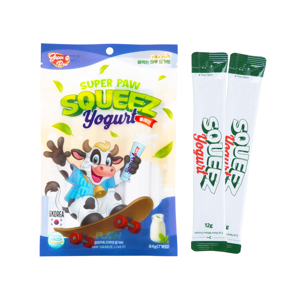 (1팩) 슈퍼포우 짜먹는 하루 요거트 강아지 고양이 아이스크림 간식 플레인요거트, 84g, 1개 - 메인 이미지