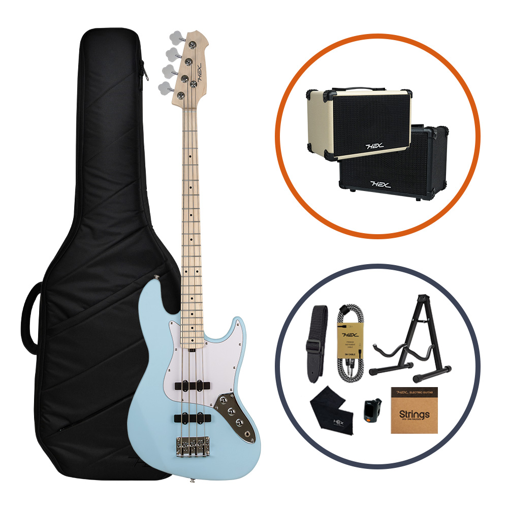 헥스 B100 입문용 베이스 기타 / 재즈 베이스 앰프 패키지
