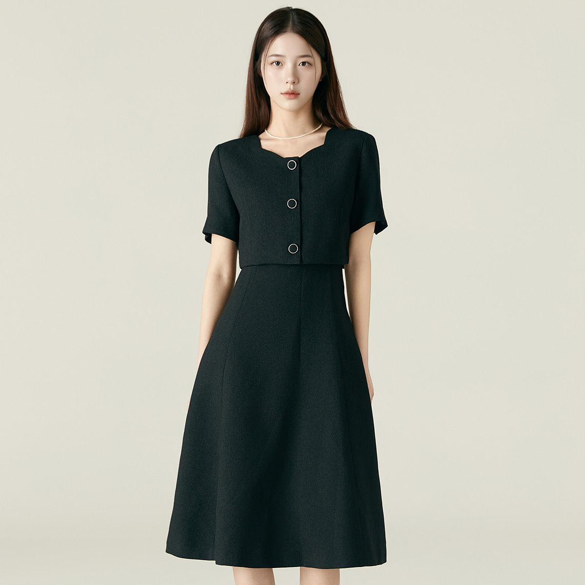 로엠 스칼럽 2in1 롱 원피스 RMOWF38S11 - 메인 이미지