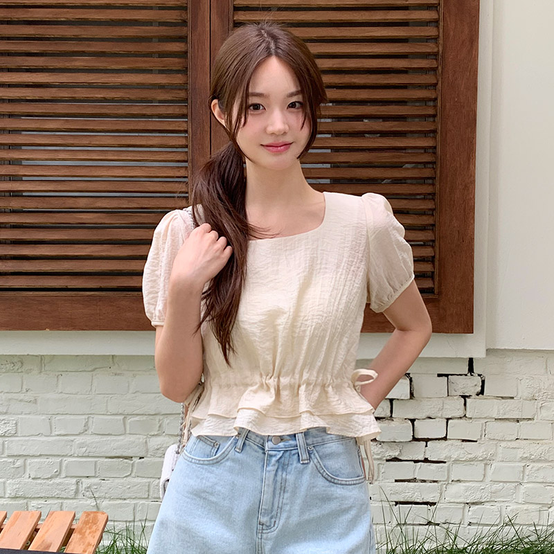 쥬리에 스퀘어넥 캉캉 프릴 반팔 블라우스 bs8348 - 상세 이미지 2