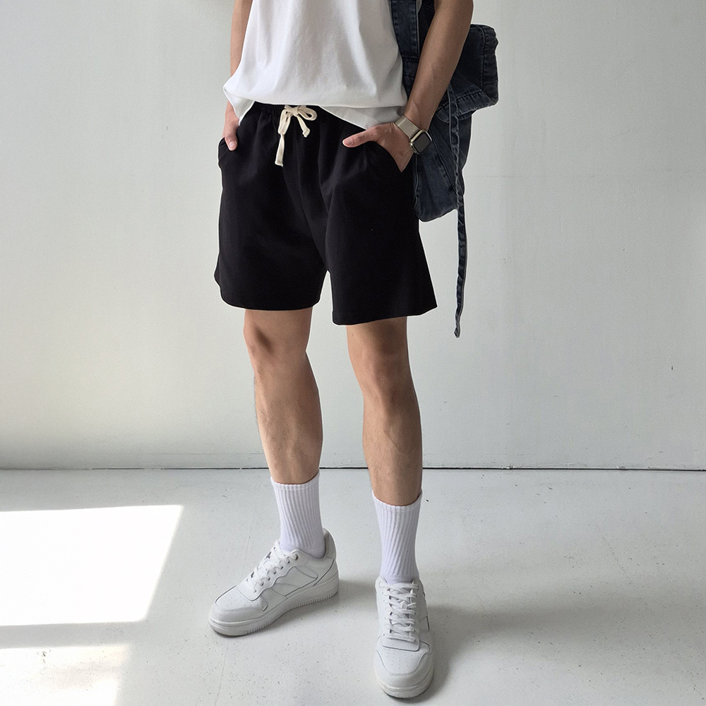 남자 여름반바지 밴딩 트레이닝 팬츠 남자 반바지 - 상품 이미지