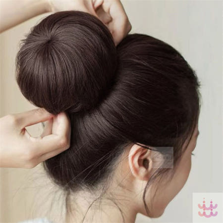 보급창고3호점 똥머리 가발 브라운 업스타일가발 뿌까머리