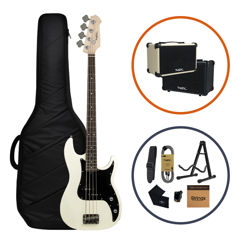 헥스 R100 입문용 베이스 기타 / 프레시전 베이스 앰프 패키지