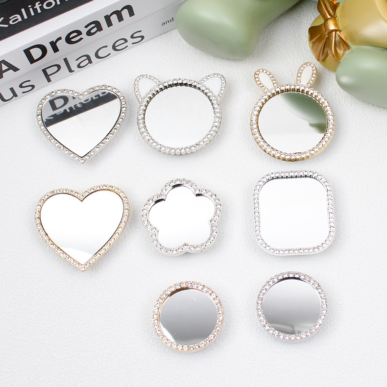 하트 보석 거울 그립 톡 작은 원형 큐빅 미니 미러톡 실버 골드 스티커 맥세이프 자석