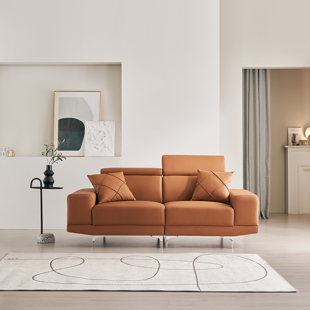 바스포르 소노아 3인 비건 실리콘 가죽소파 (스툴 포함)