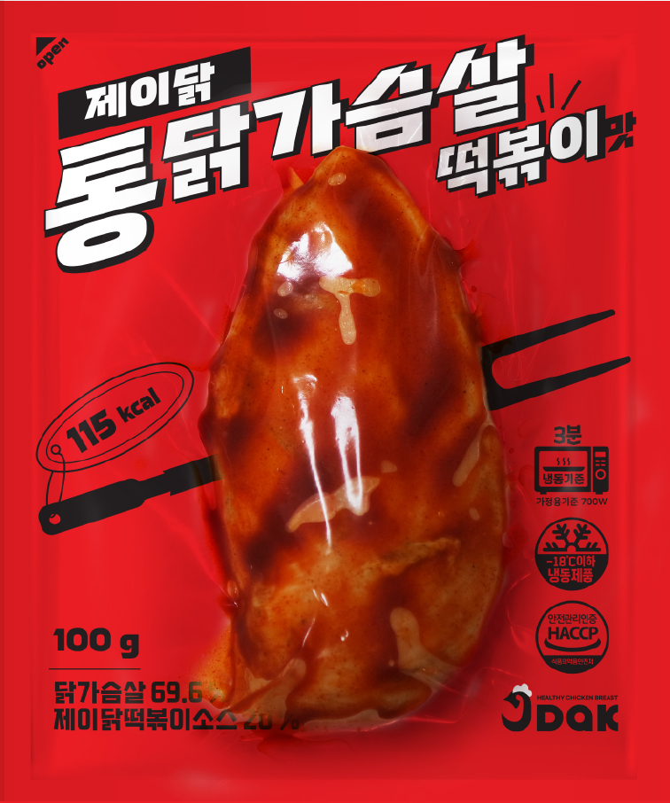 제이닭 통닭가슴살 돈까스맛,숯불치킨맛,떡볶이맛 100g 30팩 이미지 2