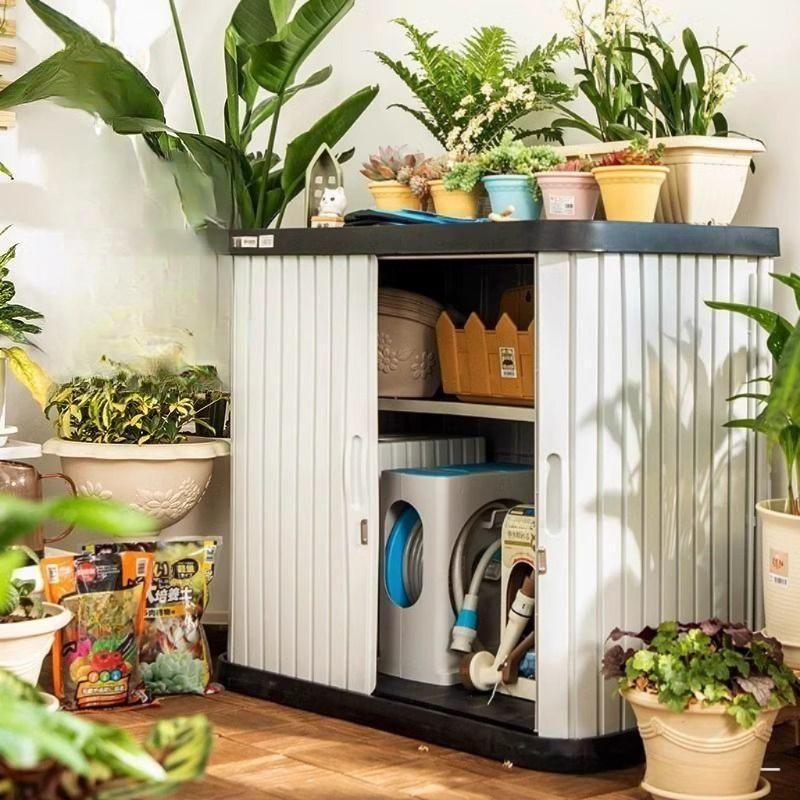 전원주택 조립식창고 정원 테라스 슬라이딩 도어 간이창고 우드패턴 / 90.5cm 칸막이 선반 1개