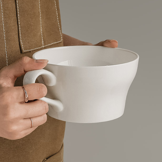 화이트 손잡이 컵라면 그릇 육개장도자기 비빔밥 시리얼 전자레인지 용기 라면기