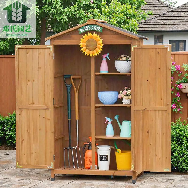조립식 야외창고 농장 텃밭 농기구보관함 목장 간이창고 2도어 소형 커피색 원목