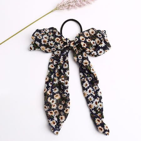 롱 플라워 헤어슈슈 리본