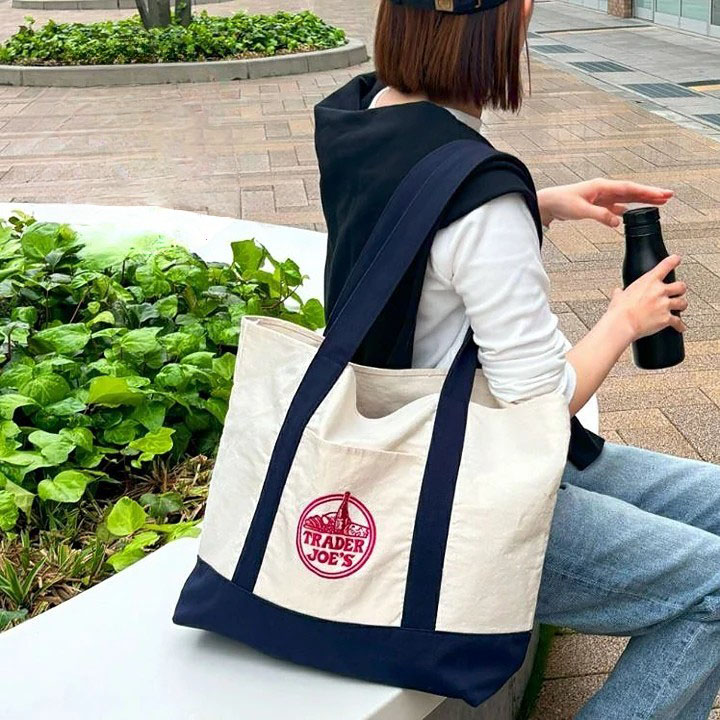 여성 트레이더조 에코백 대용량 여자 캠핑 수납 가방 - 메인 이미지
