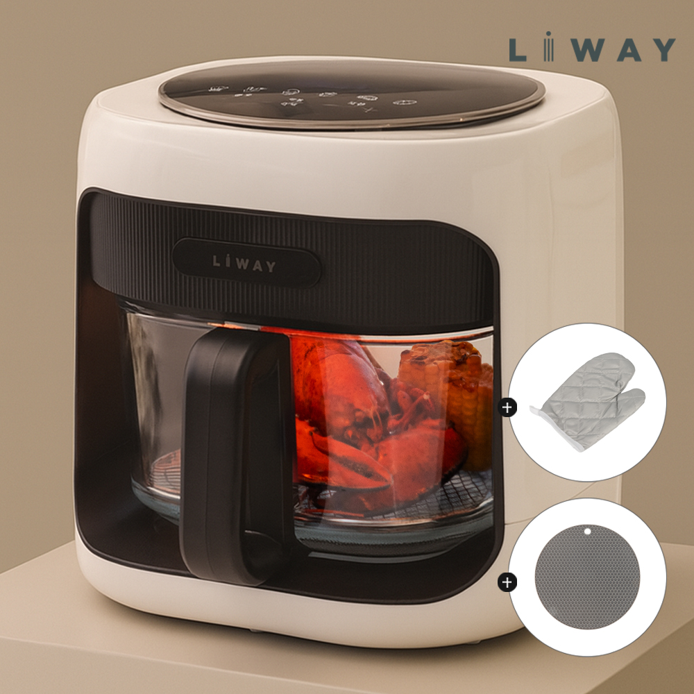 [강화유리]리웨이 글라스 에어프라이어 대용량 스텐 오븐형 유리에어프라이어 4.5L