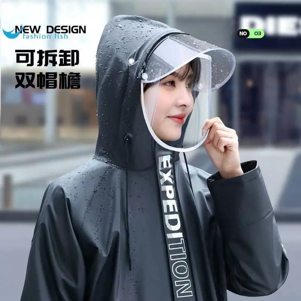 라이더 우비 4XL 후드 비옷 오버사이즈 경 D. 신비한 블랙 업그레이드 모델 StormP - 상세 이미지 4