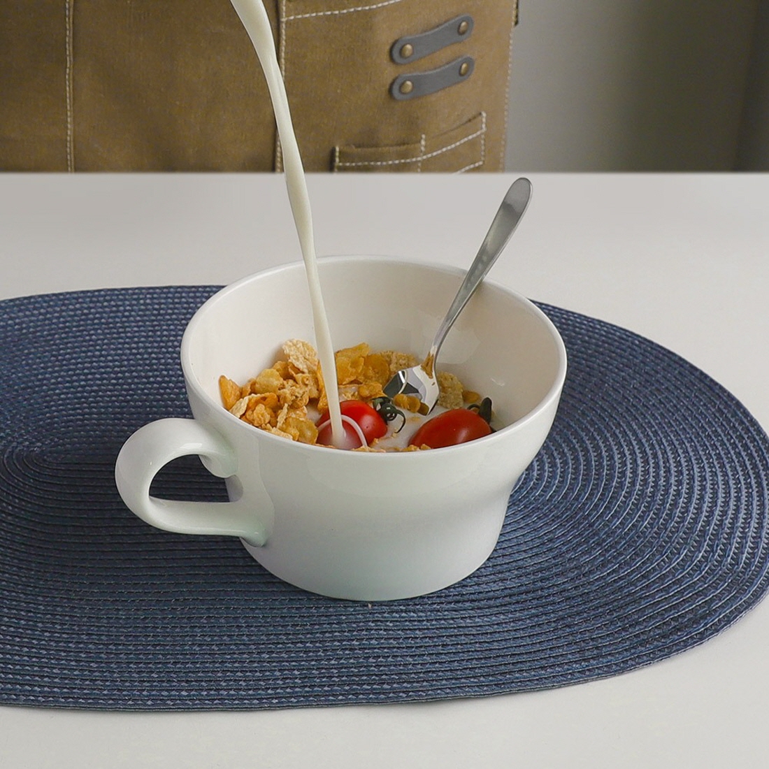 화이트 손잡이 컵라면 그릇 육개장도자기 비빔밥 시리얼 전자레인지 용기 라면기