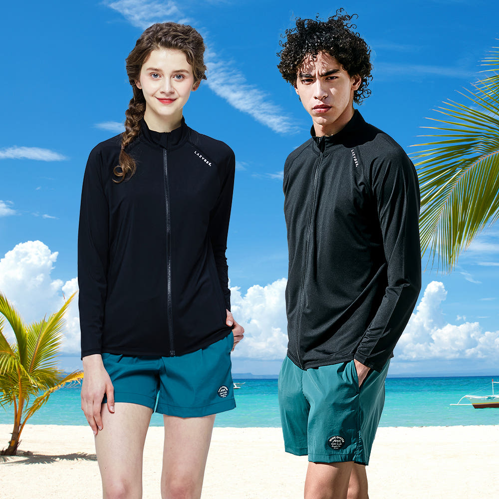 여성 남자 래쉬가드 세트 상의 반바지 수영복 루즈핏 빅사이즈 집업 여성 블랙 Z101