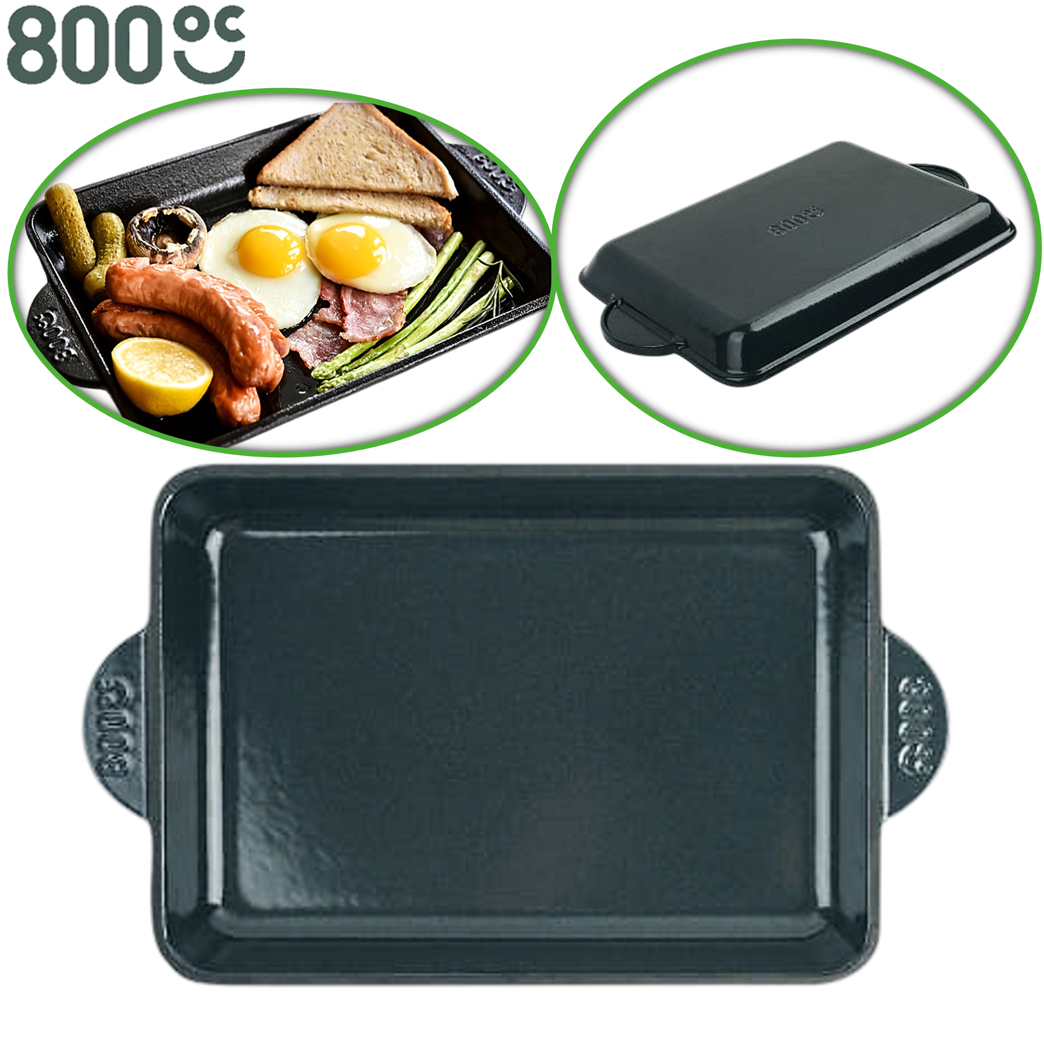 800도씨 무쇠팬 에나멜 사각 주물 고기 불판 무쇠 삼겹살 전골팬 구이바다 호환