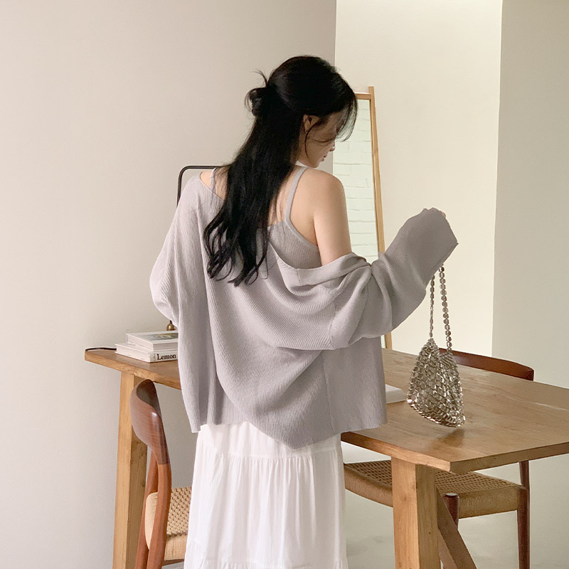로아니 골지 슬리브리스 루즈핏 가디건 세트 st2926 이미지 6