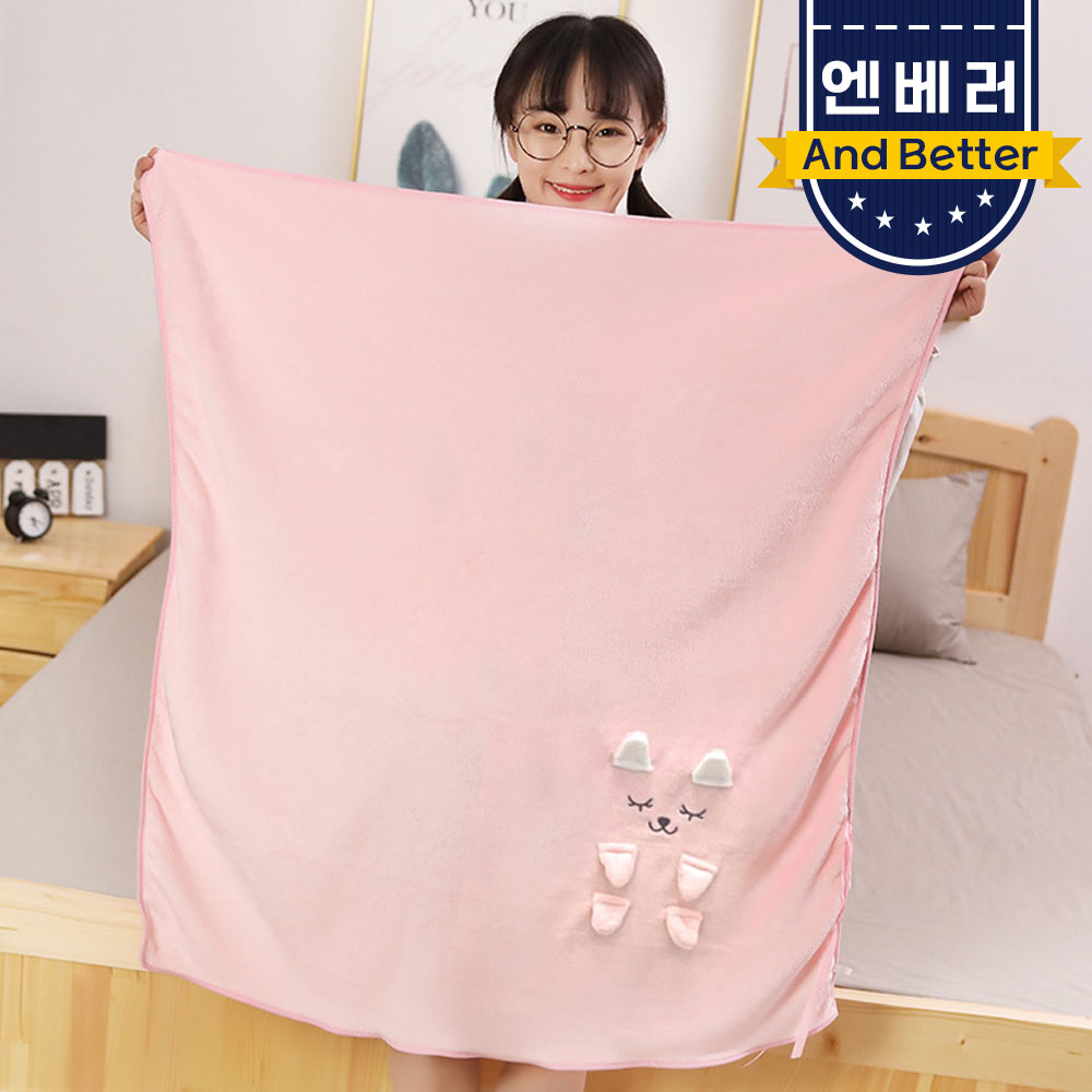 무릎 담요 극세사 비행기 캠핑 차량용 캐릭터 기내용 미니 토끼 동물담요 98x92 - 상세 이미지 2