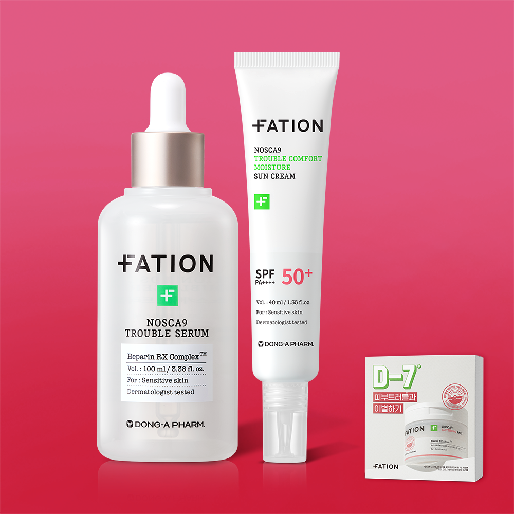 [트러블 토너 패드 14매 증정]파티온 노스카나인 트러블&선케어 2종 세트(세럼 100ml+수분 선크림 40ml SPF50+, PA++++) - 상품 이미지