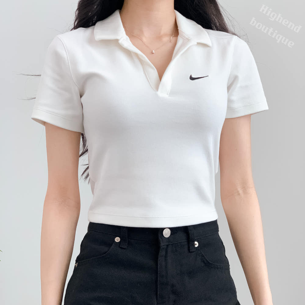 나이키 크롭 반팔 여성 슬림핏 티셔츠 화이트, 85