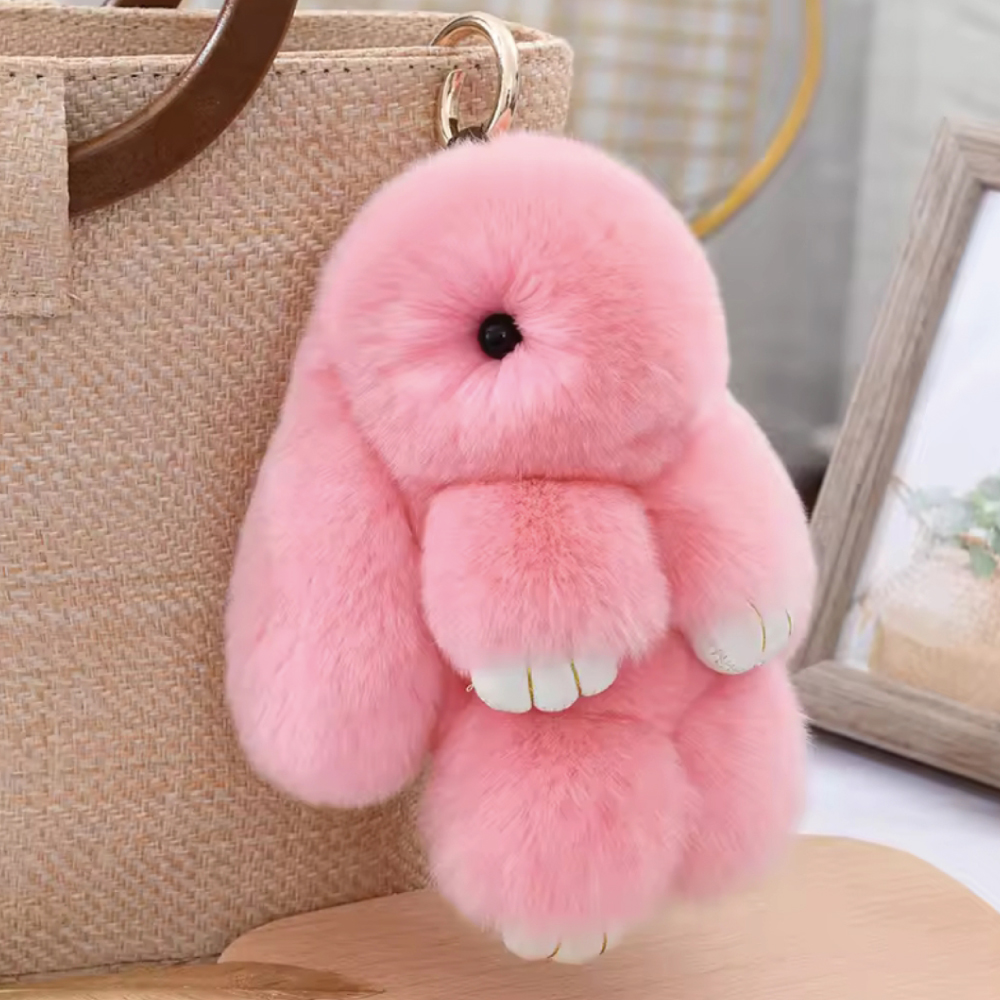 토끼 모피 퍼 인형 키링 가방걸이 15cm - 상세 이미지 5