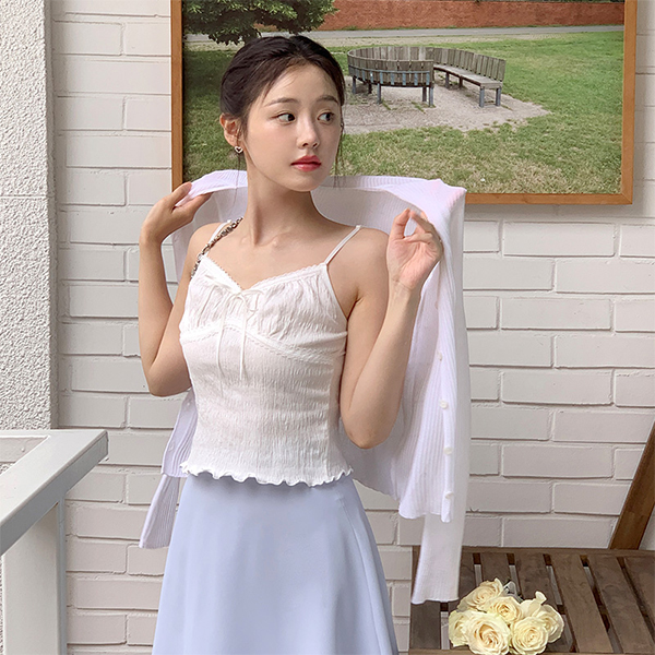 셀리네 레이스 리본 나시 블라우스 bs8335 - 상품 이미지