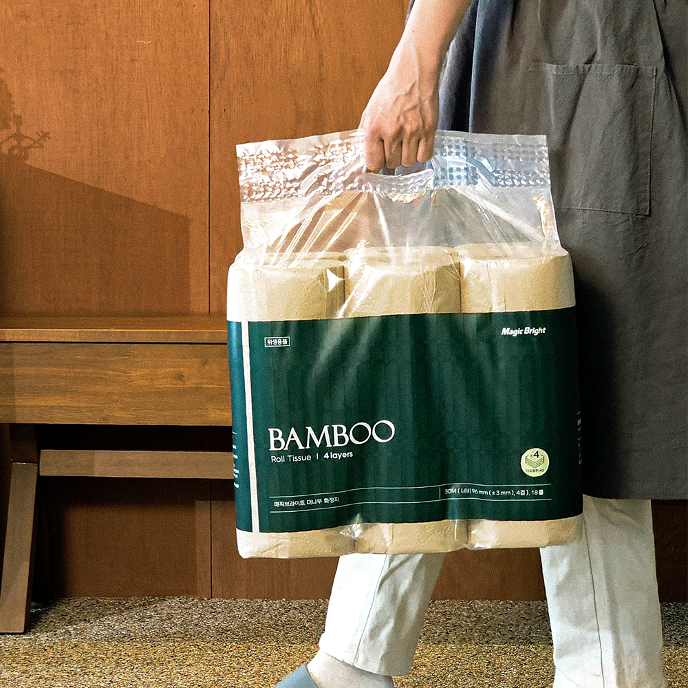 BAMBOO 4겹 대나무휴지 먼지없는 뱀부 화장지 물에잘녹는 무형광 30m, 18롤, 2팩 - 상세 이미지 3