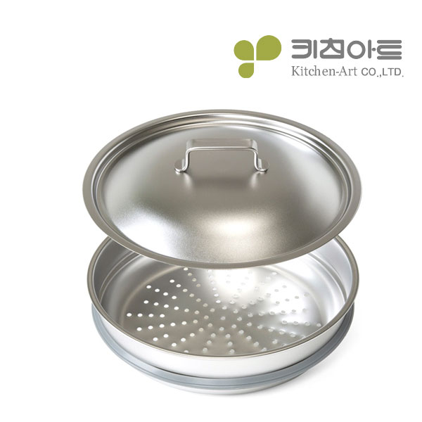 키친아트 무연마 통5중 316 스텐 궁중팬 26cm+찜기+뚜껑 - 상세 이미지 3